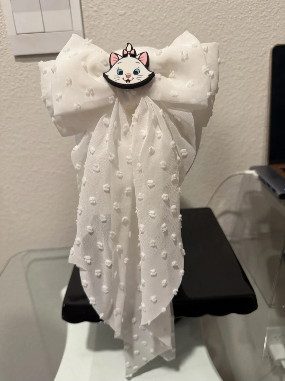 White Fabric “Marie” Bow Hair Clip